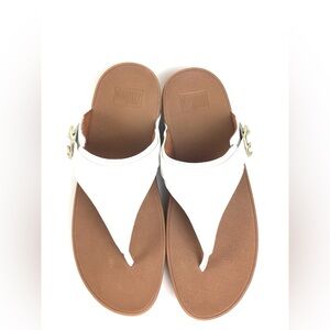 FitFlop Lulu Adjustable Leather Toe-Post sandals Urban White Size 10